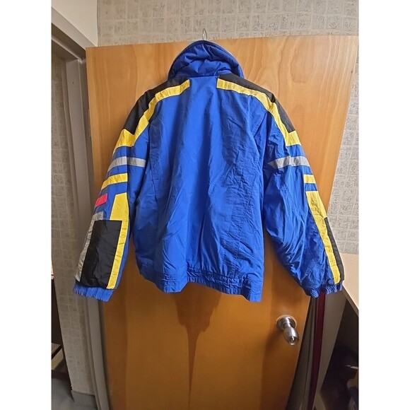 VTG Weekends Adventure Jacket Men L Yellow Reflective Colorblock 90s Ski Coat - Picture 8 of 9